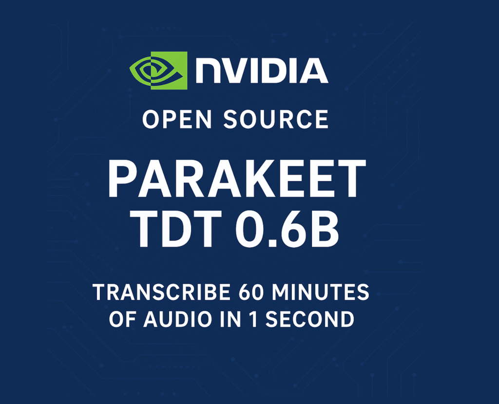 NVIDIA Open Sources Parakeet TDT 0.6B: Achieving a New Standard for Automatic Speech Recognition ASR and Transcribes an Hour of Audio in One Second